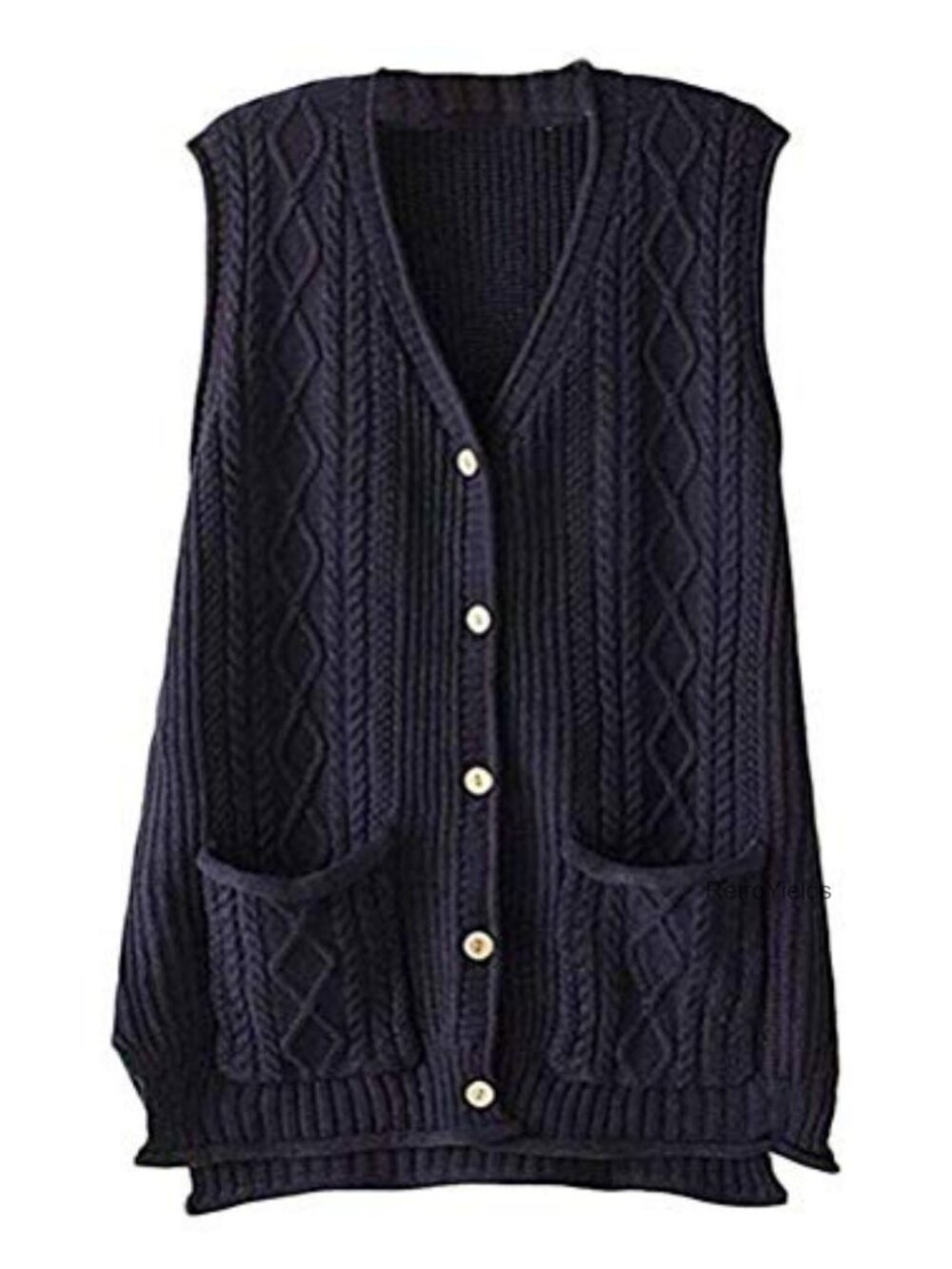 Sweater Vest Button Down Cable Knit Cardigan Sleeveless V-Neck